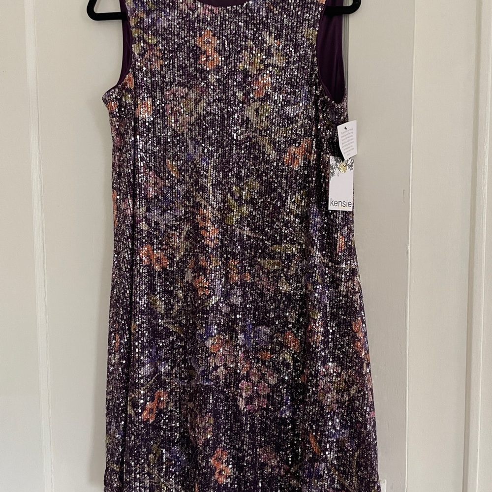 NWT Kensie Purple Floral Sequin Dress Size 8 - Picture 3 of 7